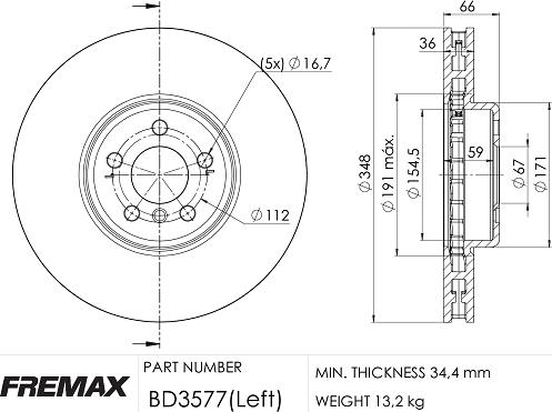 FREMAX BD-3577 - Тормозной диск parts5.com