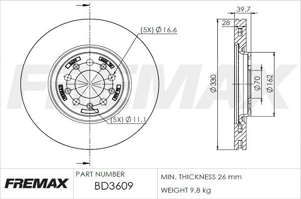 FREMAX BD-3609 - Тормозной диск parts5.com
