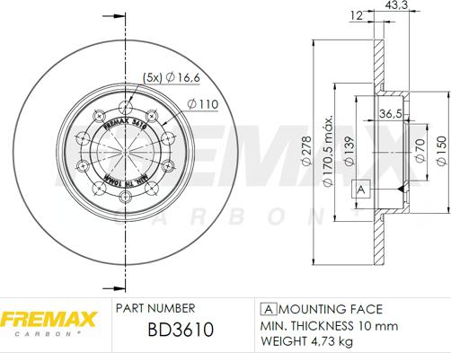 FREMAX BD-3610 - Тормозной диск parts5.com
