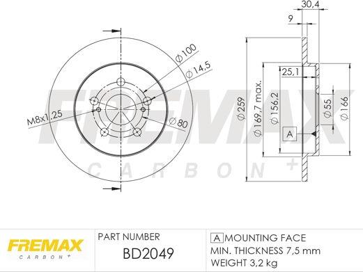 FREMAX BD-2049 - Тормозной диск parts5.com