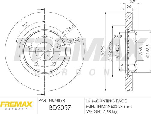 FREMAX BD-2057 - Тормозной диск parts5.com