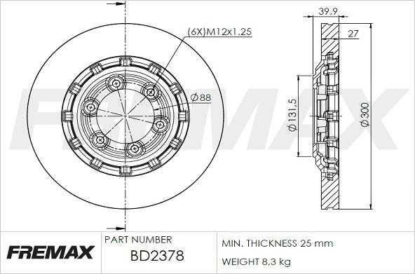 FREMAX BD-2378 - Тормозной диск parts5.com