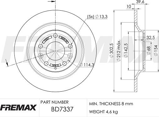 FREMAX BD-7337 - Тормозной диск parts5.com