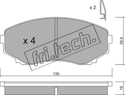 Fri.Tech. 493.0 - Тормозные колодки, дисковые, комплект parts5.com