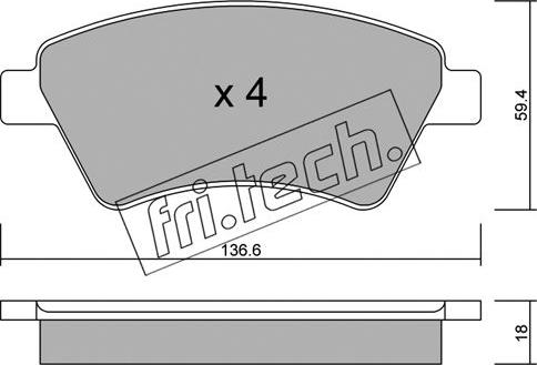 Fri.Tech. 560.0 - Тормозные колодки, дисковые, комплект parts5.com