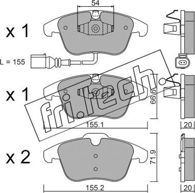 Fri.Tech. 691.1 - Тормозные колодки, дисковые, комплект parts5.com