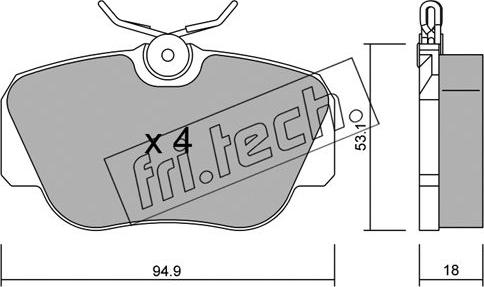 Fri.Tech. 043.0 - Тормозные колодки, дисковые, комплект parts5.com