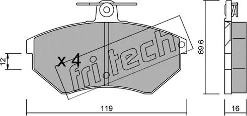 Fri.Tech. 052.0 - Тормозные колодки, дисковые, комплект parts5.com