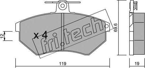 Fri.Tech. 052.2 - Тормозные колодки, дисковые, комплект parts5.com