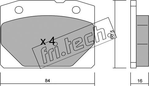 Fri.Tech. 008.0 - Тормозные колодки, дисковые, комплект parts5.com