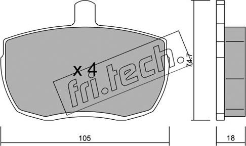 Fri.Tech. 018.0 - Тормозные колодки, дисковые, комплект parts5.com