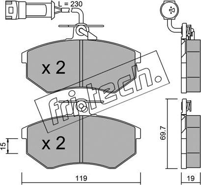 Fri.Tech. 151.1 - Тормозные колодки, дисковые, комплект parts5.com