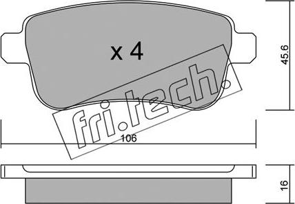 Fri.Tech. 834.0 - Тормозные колодки, дисковые, комплект parts5.com