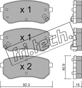 Fri.Tech. 831.0 - Тормозные колодки, дисковые, комплект parts5.com