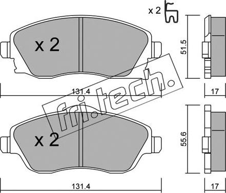 Fri.Tech. 349.0 - Тормозные колодки, дисковые, комплект parts5.com