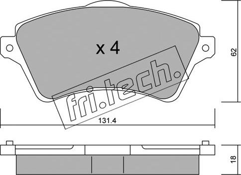 Fri.Tech. 358.0 - Тормозные колодки, дисковые, комплект parts5.com