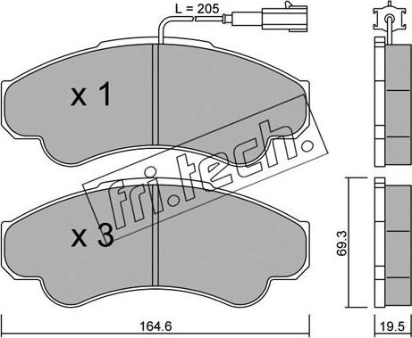 Fri.Tech. 335.0 - Тормозные колодки, дисковые, комплект parts5.com