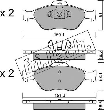 Fri.Tech. 325.0 - Тормозные колодки, дисковые, комплект parts5.com