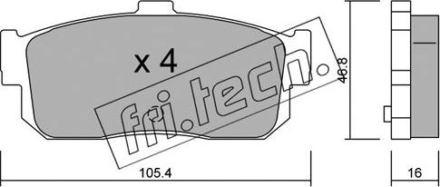 Fri.Tech. 200.0 - Тормозные колодки, дисковые, комплект parts5.com