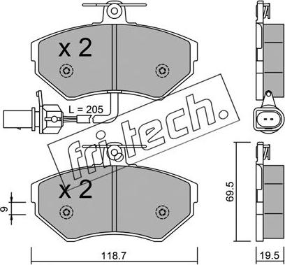 Fri.Tech. 224.2 - Тормозные колодки, дисковые, комплект parts5.com