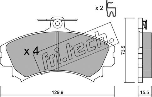 Fri.Tech. 225.0 - Тормозные колодки, дисковые, комплект parts5.com