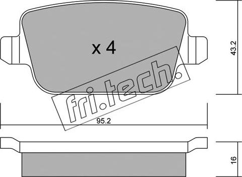 Fri.Tech. 796.0 - Тормозные колодки, дисковые, комплект parts5.com