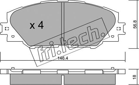 Fri.Tech. 764.0 - Тормозные колодки, дисковые, комплект parts5.com