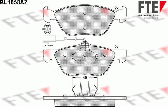 FTE BL1658A2 - Тормозные колодки, дисковые, комплект parts5.com