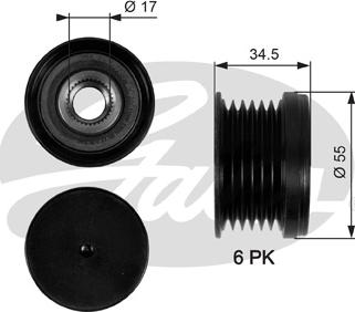 Gates OAP7090 - Шкив генератора, муфта parts5.com