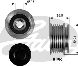 Gates OAP7044 - Шкив генератора, муфта parts5.com