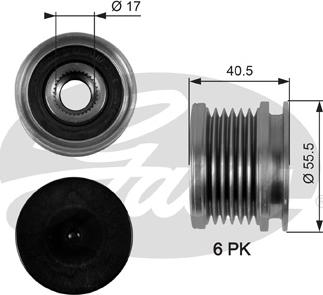 Gates OAP7040 - Шкив генератора, муфта parts5.com