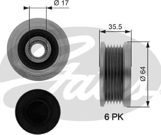 Gates OAP7073 - Polea, alternador parts5.com