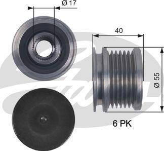 Gates OAP7114 - Шкив генератора, муфта parts5.com