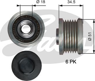 Gates OAP7218 - Шкив генератора, муфта parts5.com