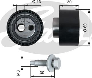 Gates T41140 - Натяжной ролик, ремень ГРМ parts5.com