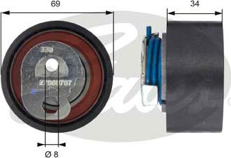 Gates T43163 - Натяжной ролик, ремень ГРМ parts5.com