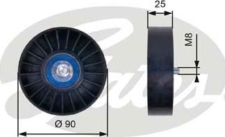 Gates T36033 - Deflection / Guide Pulley, v-ribbed belt parts5.com