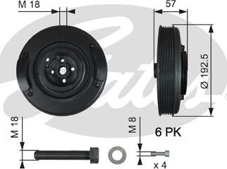 Gates TVD1033A - Шкив коленчатого вала parts5.com