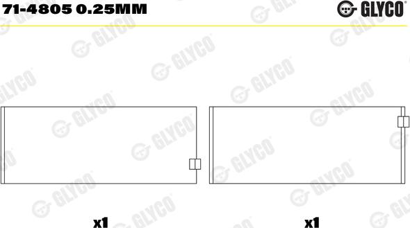 Glyco 71-4805 0.25MM - Шатунный подшипник parts5.com