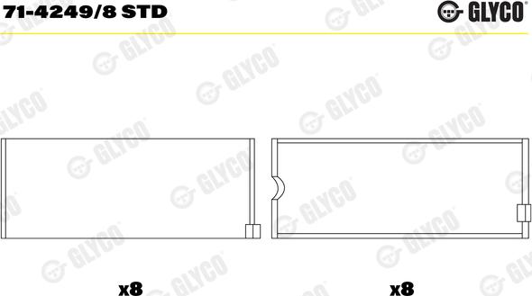 Glyco 71-4249/8 STD - Шатунный подшипник parts5.com