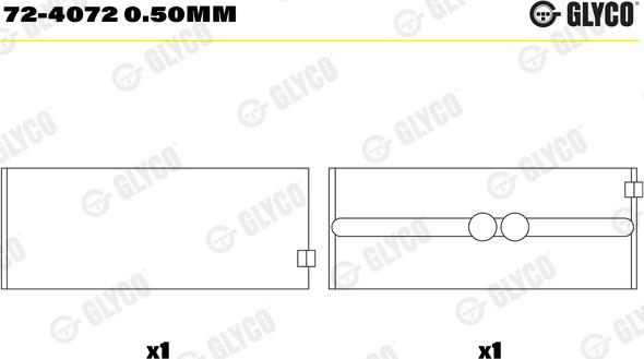 Glyco 72-4072 0.50mm - Подшипник коленвала parts5.com