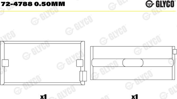 Glyco 72-4788 0.50mm - Подшипник коленвала parts5.com