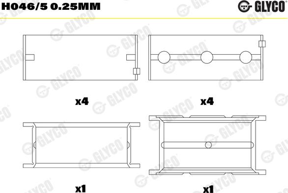 Glyco H046/5 0.25mm - Подшипник коленвала parts5.com