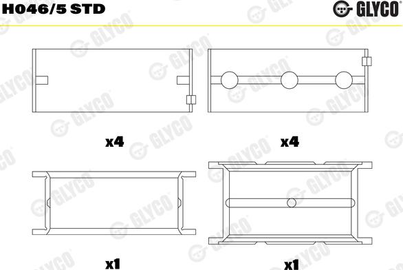 Glyco H046/5 STD - Подшипник коленвала parts5.com