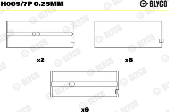 Glyco H005/7P 0.25mm - Подшипник коленвала parts5.com