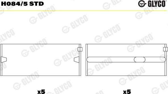 Glyco H084/5 STD - Подшипник коленвала parts5.com