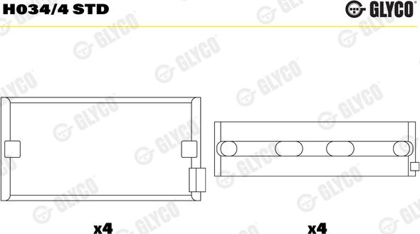 Glyco H034/4 STD - Подшипник коленвала parts5.com