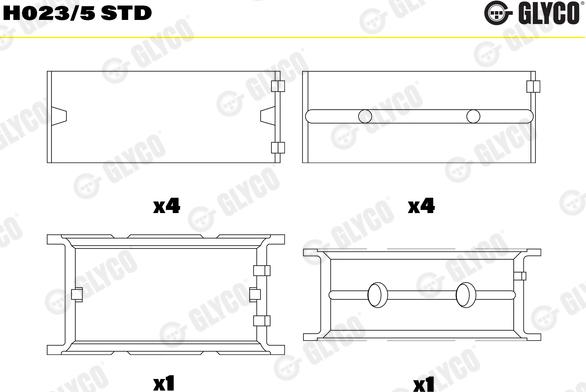 Glyco H023/5 STD - Подшипник коленвала parts5.com