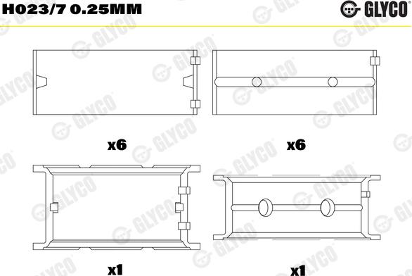 Glyco H023/7 0.25mm - Подшипник коленвала parts5.com