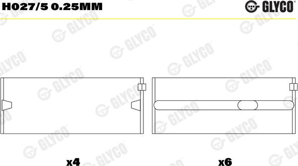 Glyco H027/5 0.25mm - Подшипник коленвала parts5.com